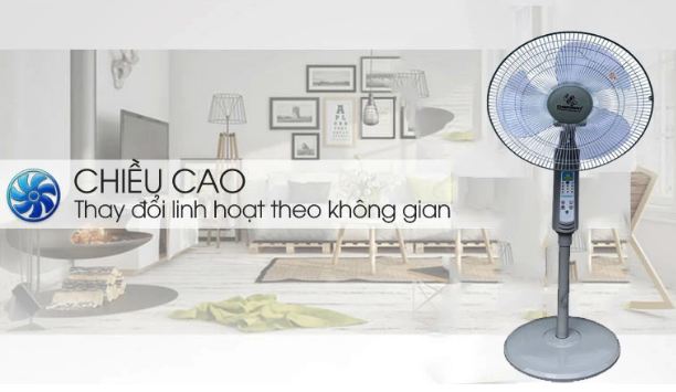 Quạt cây đứng điều khiển từ xa CHEFMAN CM – D408K, chế độ đảo gió chống sốc nhiệt
