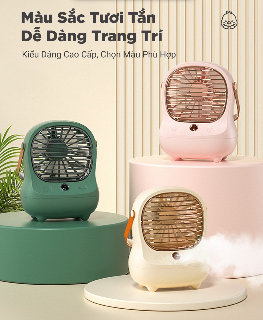 Quạt Phun Sương Để Bàn SMARTCHOICE 3 Chế Độ Gió Nút Cảm Ứng Pin 1200mAh Dung Tích 200ml Bảo Hành 6 Tháng