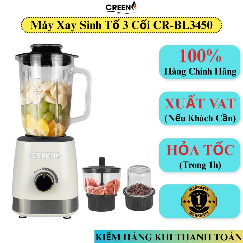 Máy xay sinh tố 3 cối CREEN