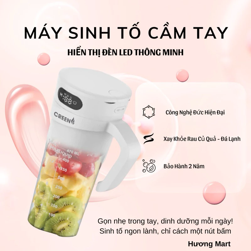Máy xay sinh tố 2 cối CREEN CR-BL2450, bảo hành chính hãng 12 tháng