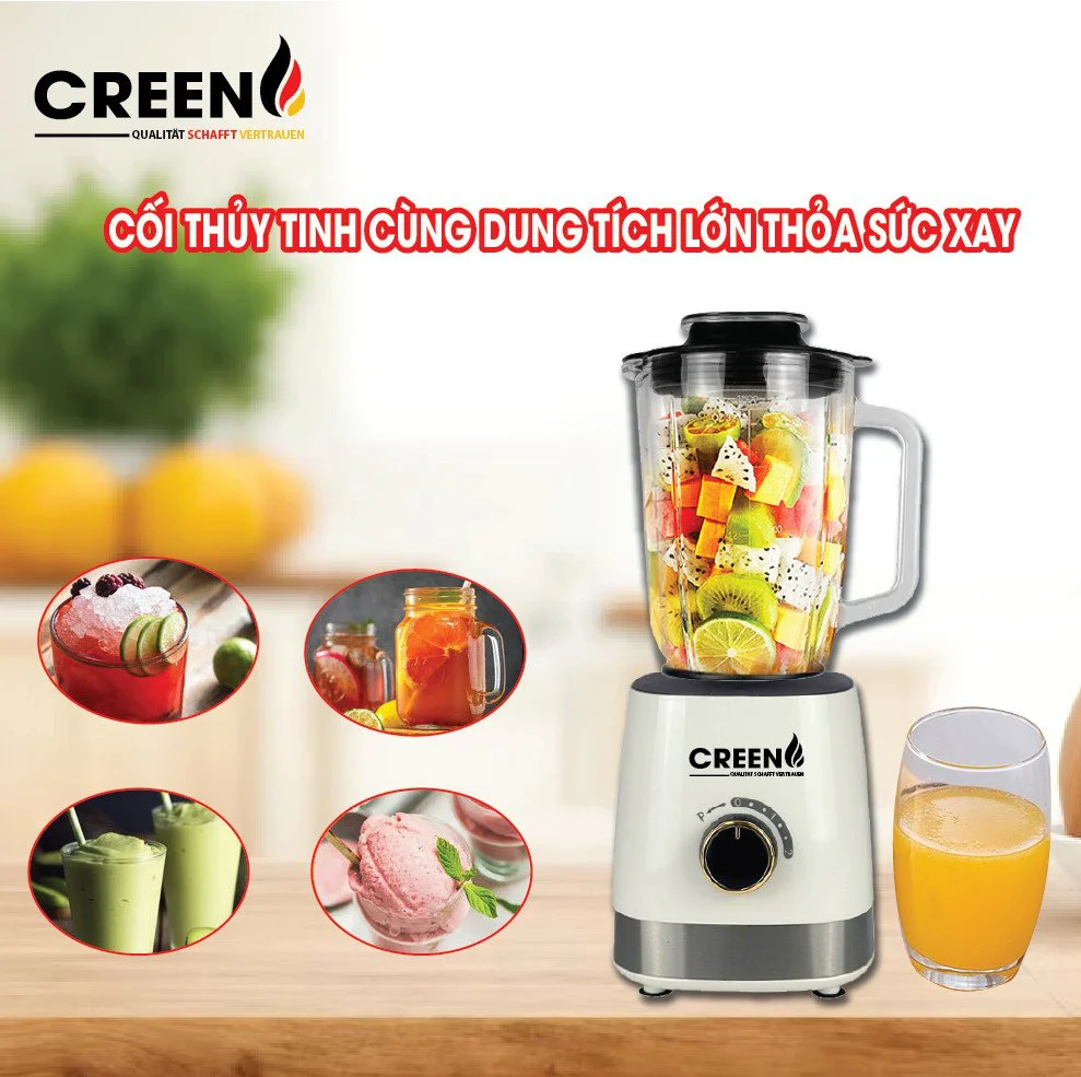 Máy xay sinh tố 3 cối CREEN CR-BL3450, bảo hành chính hãng